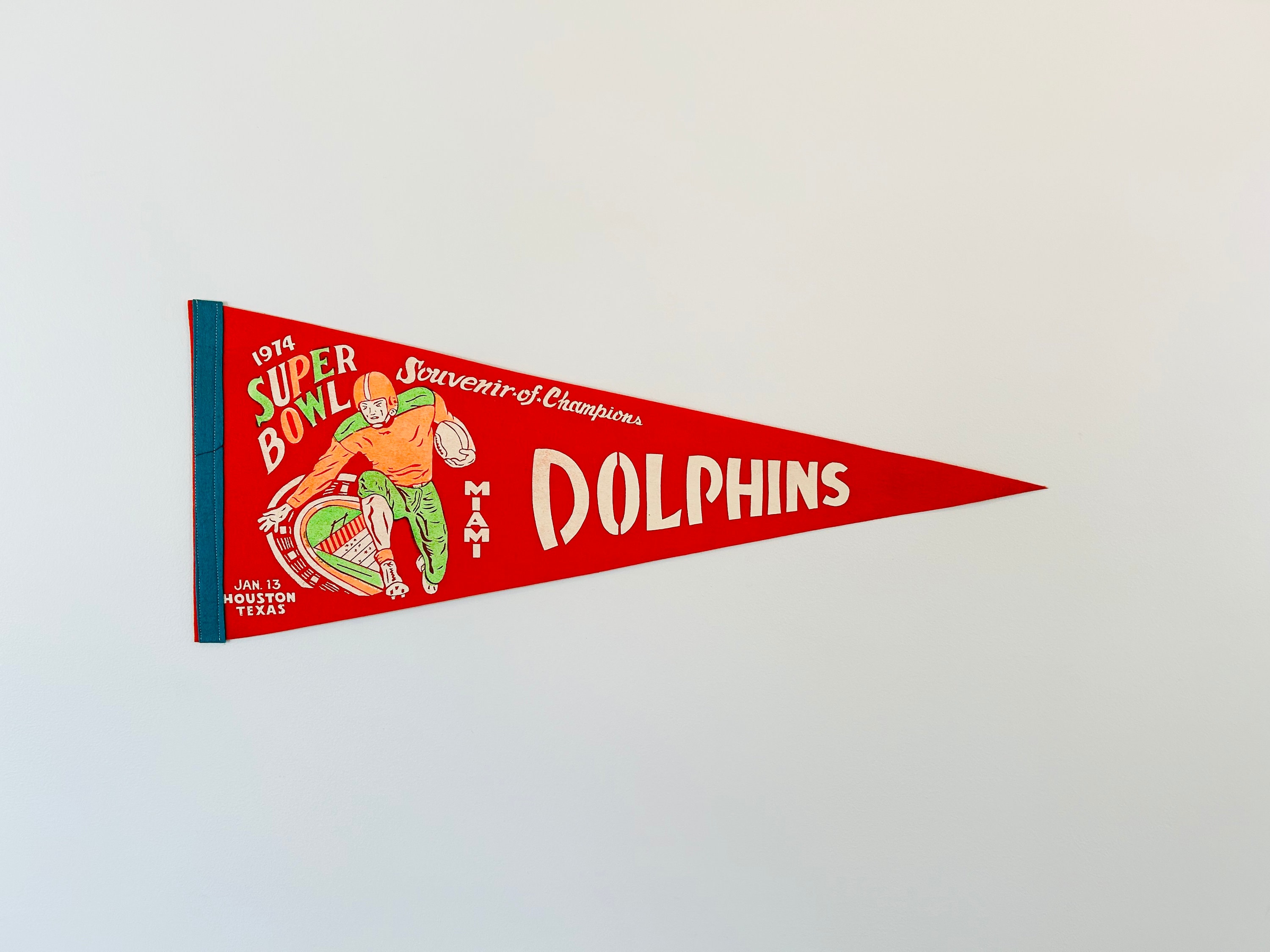 激レアNFLチームペナント12枚セットアメフト記念グッズヴィンテージアンティーク Vintage 1974 Miami Dolphins Super Bowl Champions NFL Football
