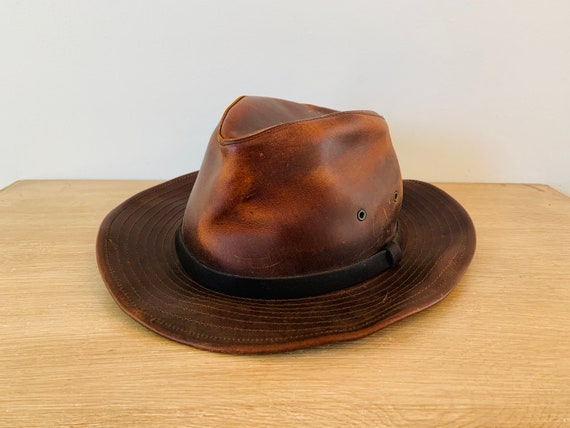 Leather Hat Safari Hat Fedora Hat by Henschel Hat Company Size - Etsy