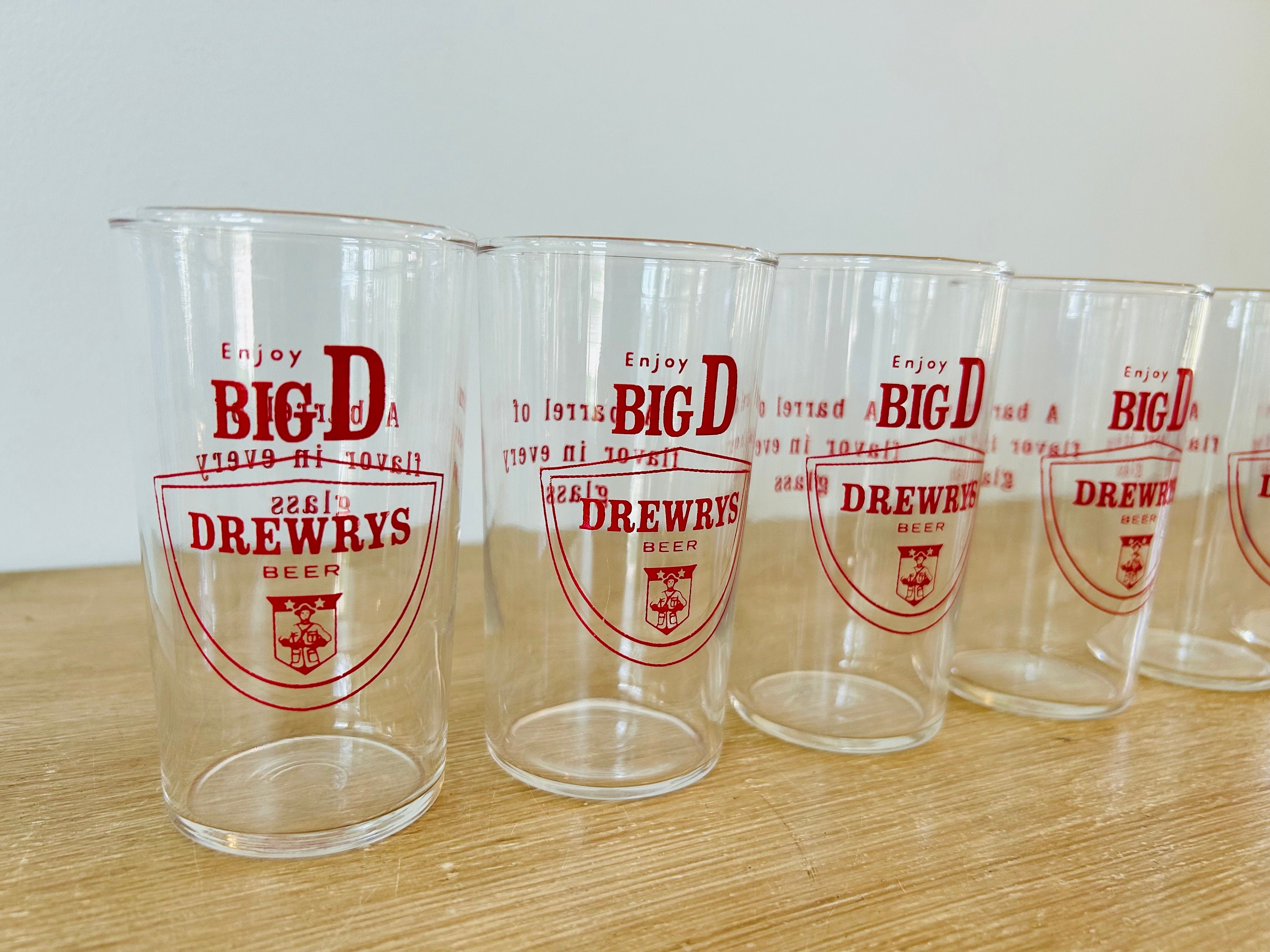 Vintage Drewrys Beer Enjoy Big D Glasses - Set of 8 - Etsy