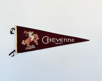 Vintage Cheyenne Wyoming Bucking Bronco Souvenir Pennant