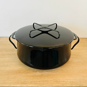 Vintage Mid Century Modern Black Enamelware Dansk Kobenstyle Large Dutch Oven by Jens Quistgaard