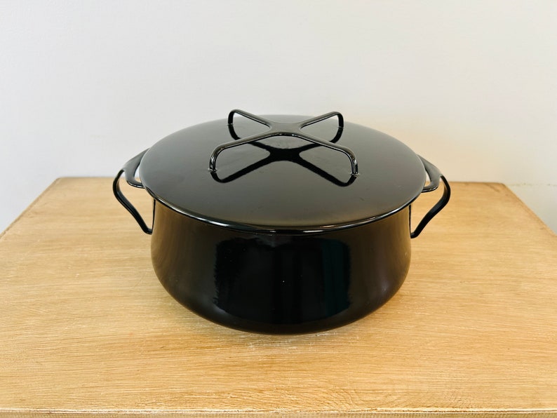 Vintage Mid Century Modern Black Enamelware Dansk Kobenstyle Large Dutch Oven by Jens Quistgaard image 1