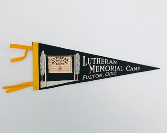 Vintage Lutheran Memorial Camp Fulton Ohio LOMO Souvenir Pennant