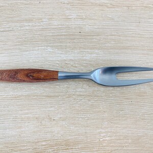 Mid Century Modern Dansk Fjord Flatware Carving Fork Danish Jens Quistgaard Teak Wood Handle Vintage Germany 1950s image 3