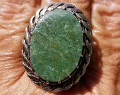 jade ring size 9 1 2 1930 39 s genuine HUGE SIBERIAN jadeite jade estate ANTIQUE sterling silver ring
