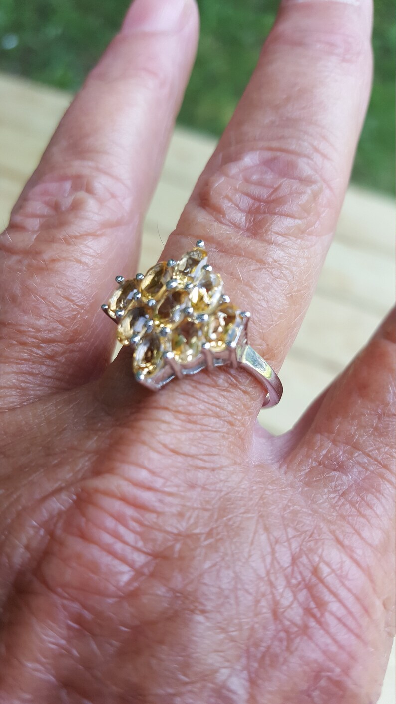 citrine ring size 9 14 1980/'s 3ct genuine natural citrine estate vintage sterling ring