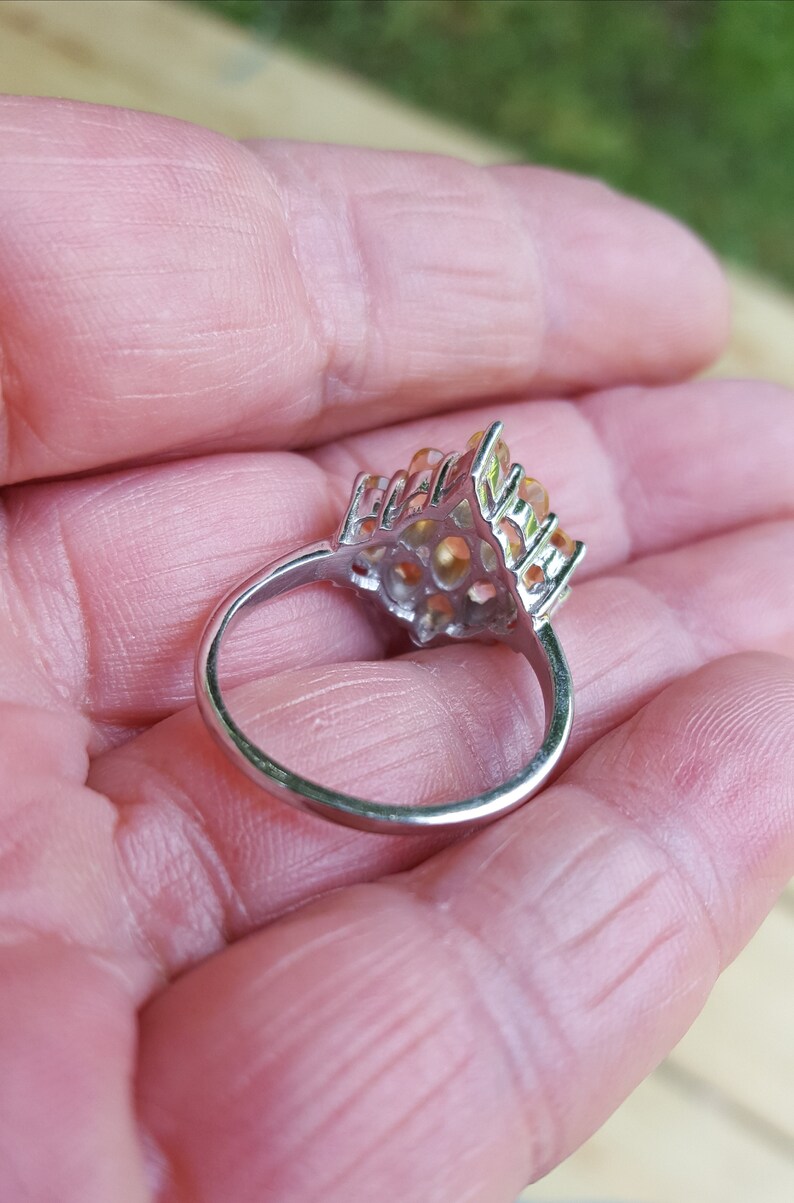 citrine ring size 9 14 1980/'s 3ct genuine natural citrine estate vintage sterling ring