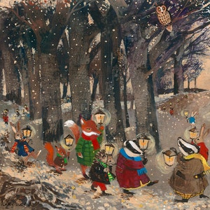 Winter Woodland Parade greetings card