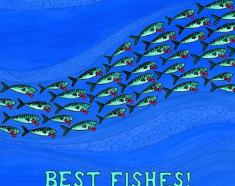 A Shoal of Best Fishes: Best Wishes card. Great for Birthday