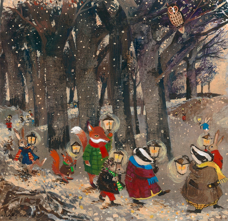 Winter Woodland Parade greetings card