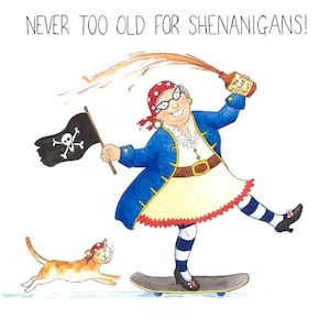 CRAZY OLD LADY Grußkarte: Nie zu alt für Spielereien!