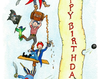 PIRATE BIRTHDAY CARD: Happy Birthday, Balancing Birthday Pirates