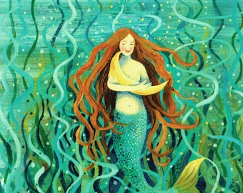 Mermaid and the New Moon greeting card