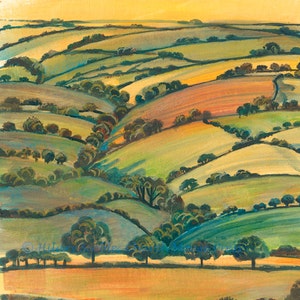 Carte de vœux CHAMPS DE PATCHWORK DORÉ