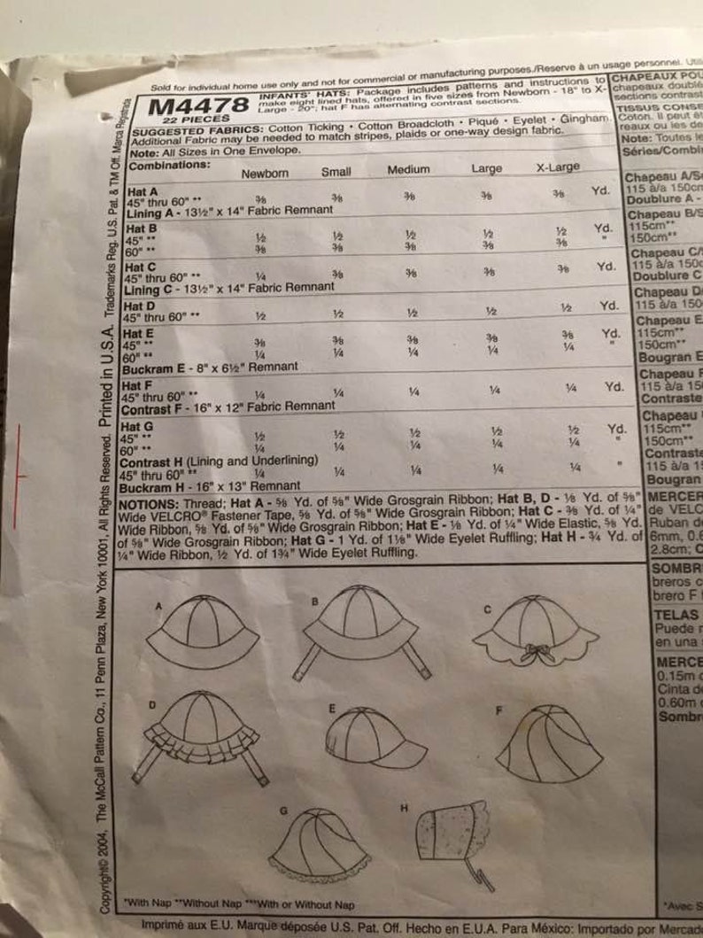 Retro McCalls Patterns McCalls Pattern M4478 baby hats pattern