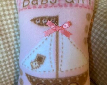 Adorable baby girl pillow- pale pink fleece pillow- small nursery- baby girl pillow- baby gift- Nursery decor- gifts for baby- pink pillow