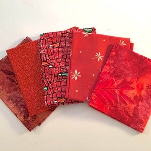 Fat Quarter Bundles- 5 fat quarter Bundle- 5 dark orange fabric pieces- 5 assorted prints- perfect for sewing, quilting, or mask making