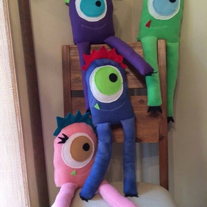 One eyed Monster Plush- Funny Monsters- Green Monster Plush-assorted colors- Cute Monster Plush Dolls-Choose pink, green, blue or purple