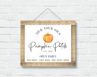 Farmhouse Pumpkin Patch Fall Sign PRINTABLE - 11x14 and 16x20 - INSTANT DOWNLOAD