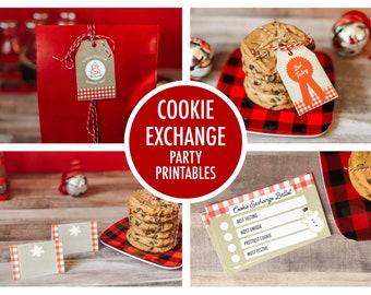 Plaid Cookie Exchange Party, Holiday Cookie Swap, Cookie Decorating Party, Cookie Exchange Printable, Holiday Cookie Decorating Party