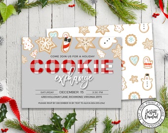 Cookie Exchange Party, Holiday Cookie Swap, Cookie Decorating Party, Editable Christmas Invitation, Editable Invitation, INSTANT DOWNLOAD