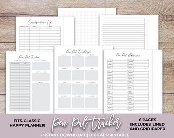 Happy Planner Printable Pen Pal Tracker, Digital Penpal planner, Snail Mail Tracker, Classic Happy Planner Insert, Instant Download