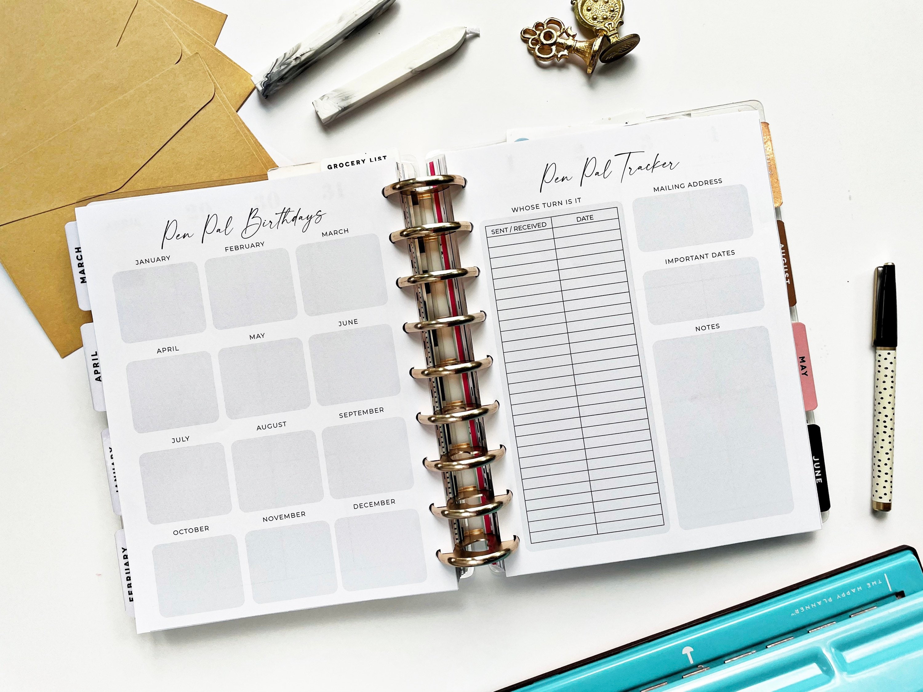 Happy Planner Printable Pen Pal Tracker Digital Penpal | Etsy