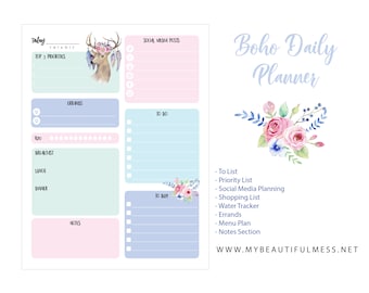 Boho Tagesplaner - Printable - To Do List - SOFORT DOWNLOAD