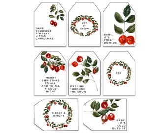 Christmas Gift Tags - Rose Hip - INSTANT DOWNLOAD - Printable