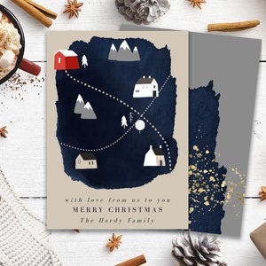 Editable Christmas Card, Map Printable Christmas Card, Christmas Card Template, Corjl Template, Printable Holiday Card, Digital card