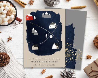 Editable Christmas Card, Map Printable Christmas Card, Christmas Card Template, Corjl Template, Printable Holiday Card, Digital card