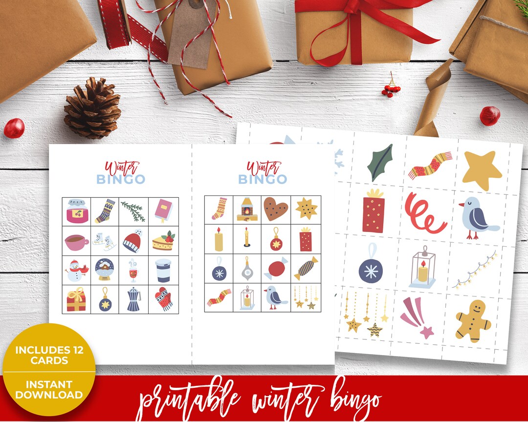 Christmas Printable BINGO, Holiday Party Games, Printable Party Game ...