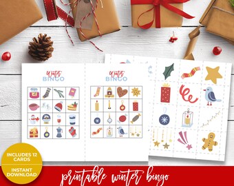 Christmas Printable BINGO, Holiday Party Games, Printable Party Game, Minute to Win It, Printable Holiday Bingo, Instant Download