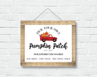 Pumpkin Patch Fall Sign PRINTABLE - 11x14 et 16x20 - TÉLÉCHARGEMENT INSTANTANÉ