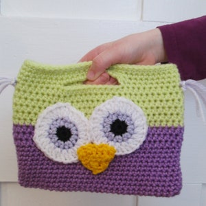 Sac à main hibou pour enfant Sac à main pour tout-petit Cadeau pour bouquetière Cadeau d'anniversaire Cadeau de l'obtention du diplôme de la maternelle Sac violet et jaune Fabriqué au Canada