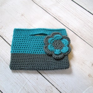 Sac à main pour tout-petit Sac à main fleuri bleu sarcelle et gris Cadeau pour fille d'honneur Cadeau pour la maternelle Cadeau de Pâques Fabriqué au Canada