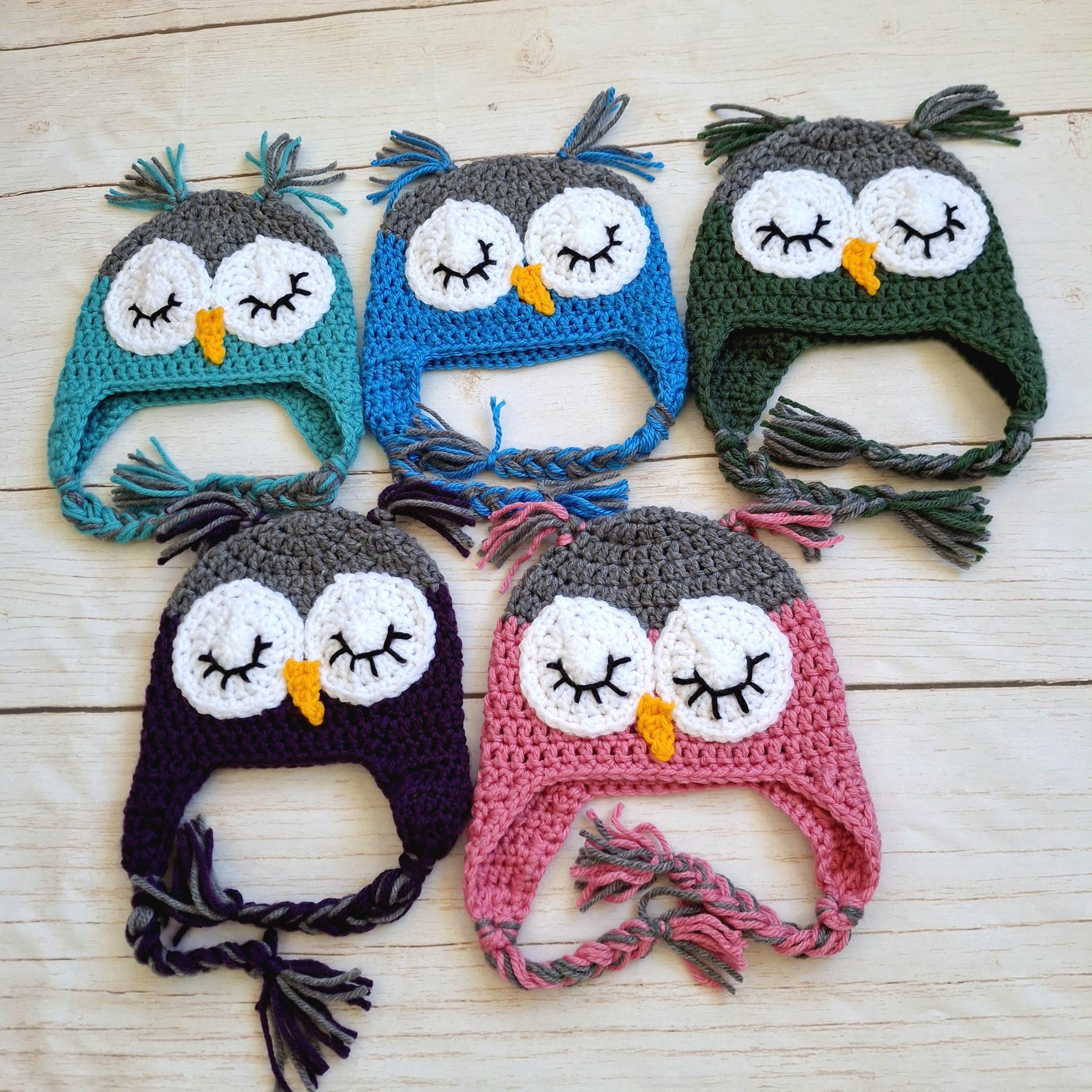Sleeping Owl Hat Baby Size 3-6 Months, Owl Earflap Hat, Outdoors Gift, Baby Gift, Made in Canada Gif