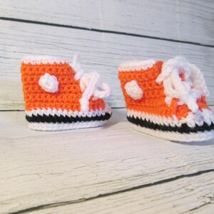 Baby Booties High Top Baby Slippers Baby Shower Gift Unique Sports Gift for Baby Made in Canada Ready to Ship Gift for Baby Boy Orange
