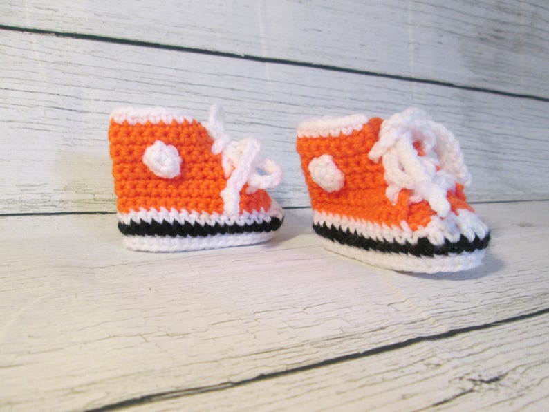 Baby Booties High Top Baby Slippers Baby Shower Gift Unique Sports Gift for Baby Made in Canada Ready to Ship Gift for Baby Boy Orange