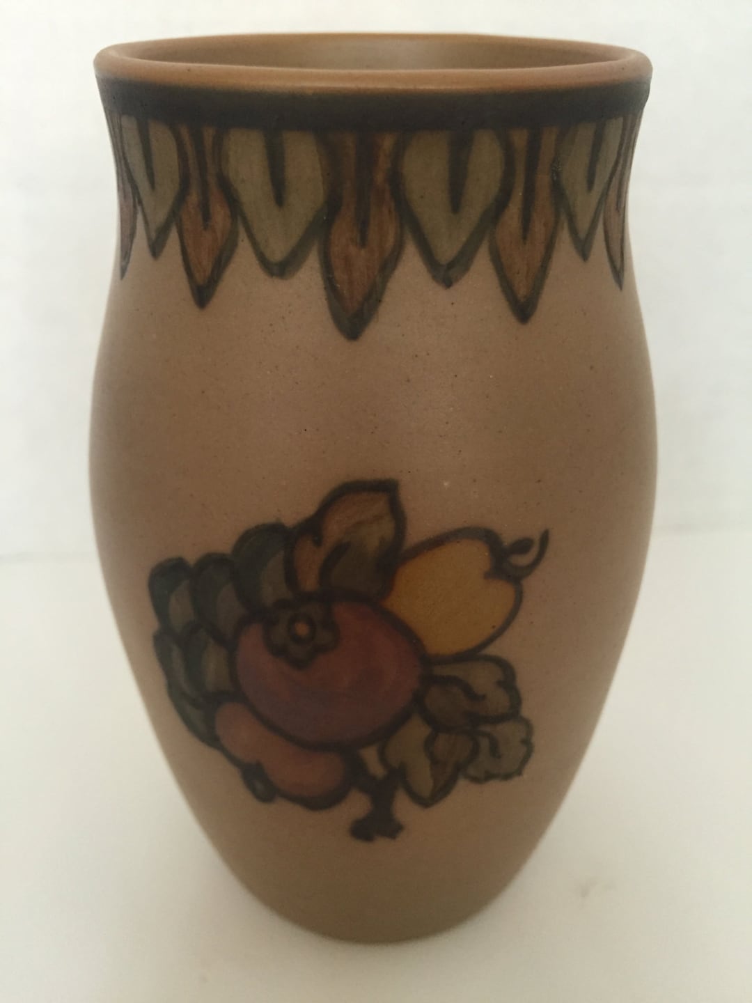 L. HJORTH BORNHOLM Denmark Art Deco Pottery Medium Fruit Vase 77 MARKED
