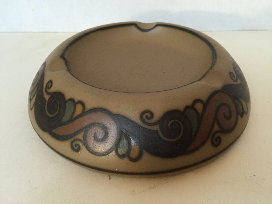 L. HJORTH BORNHOLM Denmark Art Deco Pottery Ashtray 15 MARKED Etsy