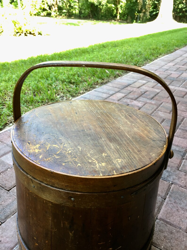 Antique Large Wood Firkin Sugar/flour Bucket Etsy