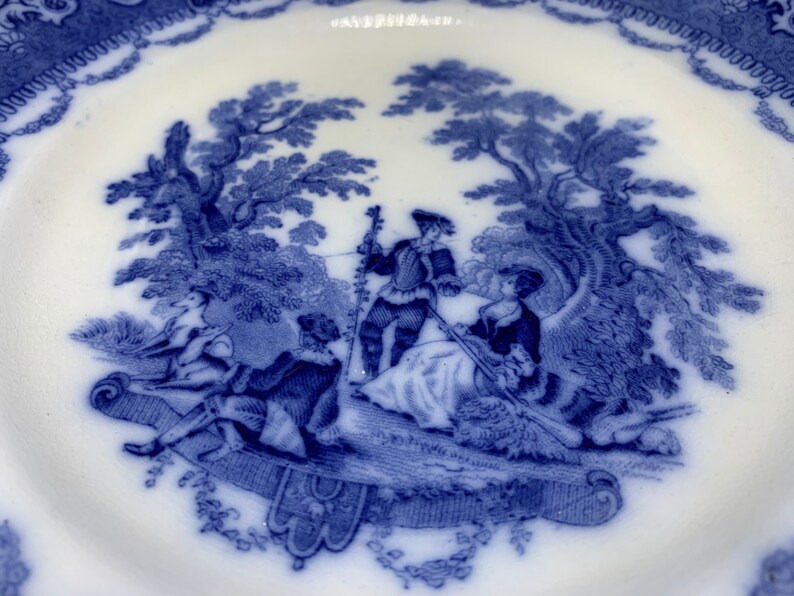 Doulton watteau Flow Blue Round Serving Plate C.1840 1900 Etsy