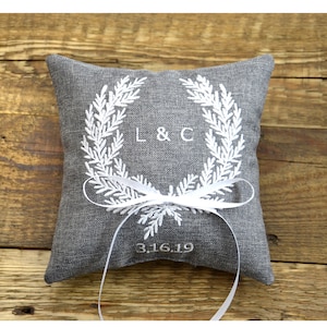 Ring bearer pillow, wedding ring pillow ,Personalized ring bearer pillow , Custom embroidered ring bearer pillow (187)