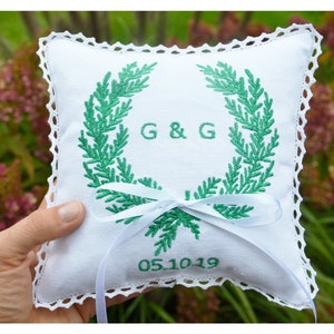 Ring bearer pillow, wedding ring pillow ,Personalized ring bearer pillow , Custom embroidered ring bearer pillow (187)
