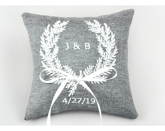 Ring bearer pillow, wedding ring pillow ,Personalized ring bearer pillow , Custom embroidered ring bearer pillow (187)