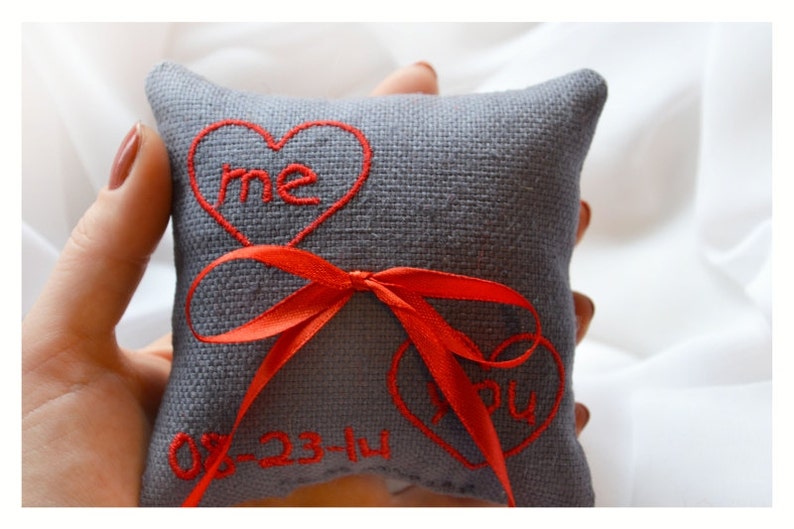 Custom embroidery 4/'x4/' LR17 Heart wedding pillow ring bearer pillow Me /& You Embroidered Wedding ring pillow personalized ring pillow