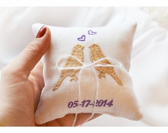 Lovebrids Embroidered Wedding ring pillow , wedding pillow , ring pillow, ring bearer pillow with Custom embroidery (LR9)