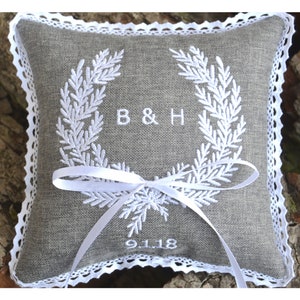 Ring bearer pillow, wedding ring pillow ,Personalized ring bearer pillow , Custom embroidered ring bearer pillow (187)