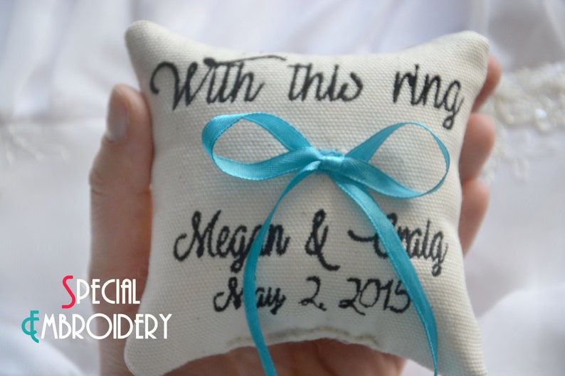 Personalized Wedding ring pillow with this ring ring Etsy